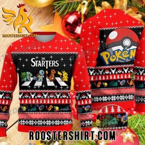 The Starters On Abbey Road Pokemon Bulbasaur Squirtle Charmander And Pikachu Ugly Christmas Sweater