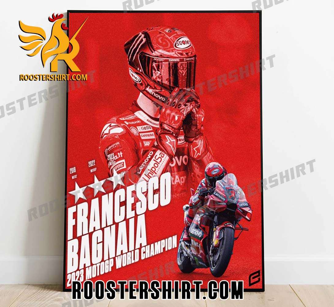 Welcome To 2023 MotoGP World Champions Francesco Bagnaia Poster Canvas
