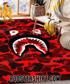 Bape Logo Camouflage Black And Red Rug Rug Home Decor