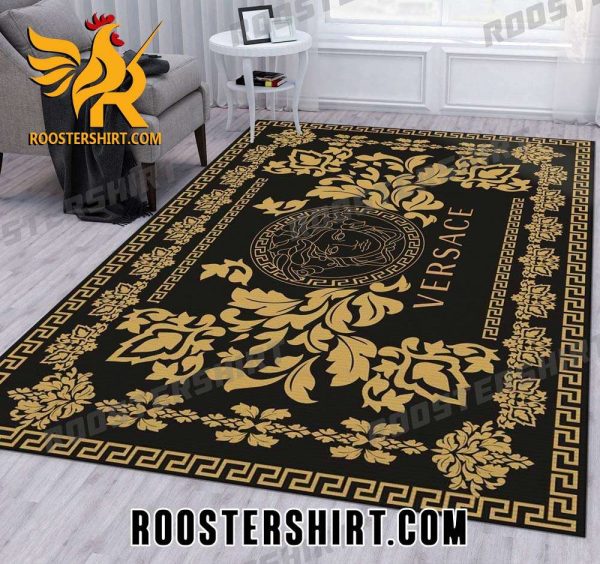 Baroque Versace Black And Gold Area Rug Carpet
