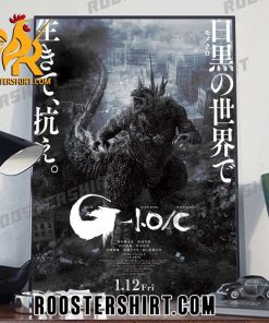 Black And White Godzilla Minus One Official Poster Canvas