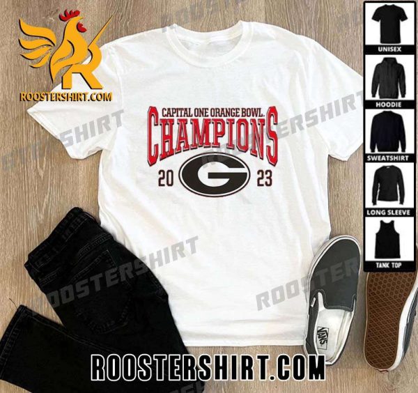 Buy Now Georgia Bulldogs 2023 Capital One Orange Bowl Champions Logo Classic T-Shirt