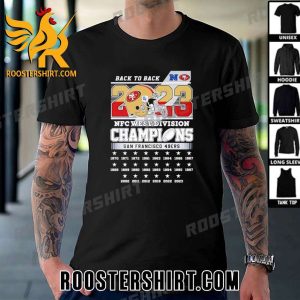 Limited Edition Back To Back 2023 Nfc West Division Champions San Francisco 49ers T-Shirt Gift For True Fans
