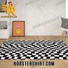 Limited Edition Black and White Swirl Checkered Rug Living Room