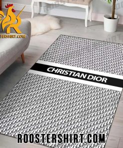 Luxury Christian Dior Logo Pattern Black And White Rug Home Decor