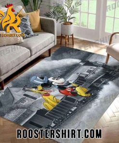 Mickey Mouse And Pluto Dog in Train Rug Floor Decor