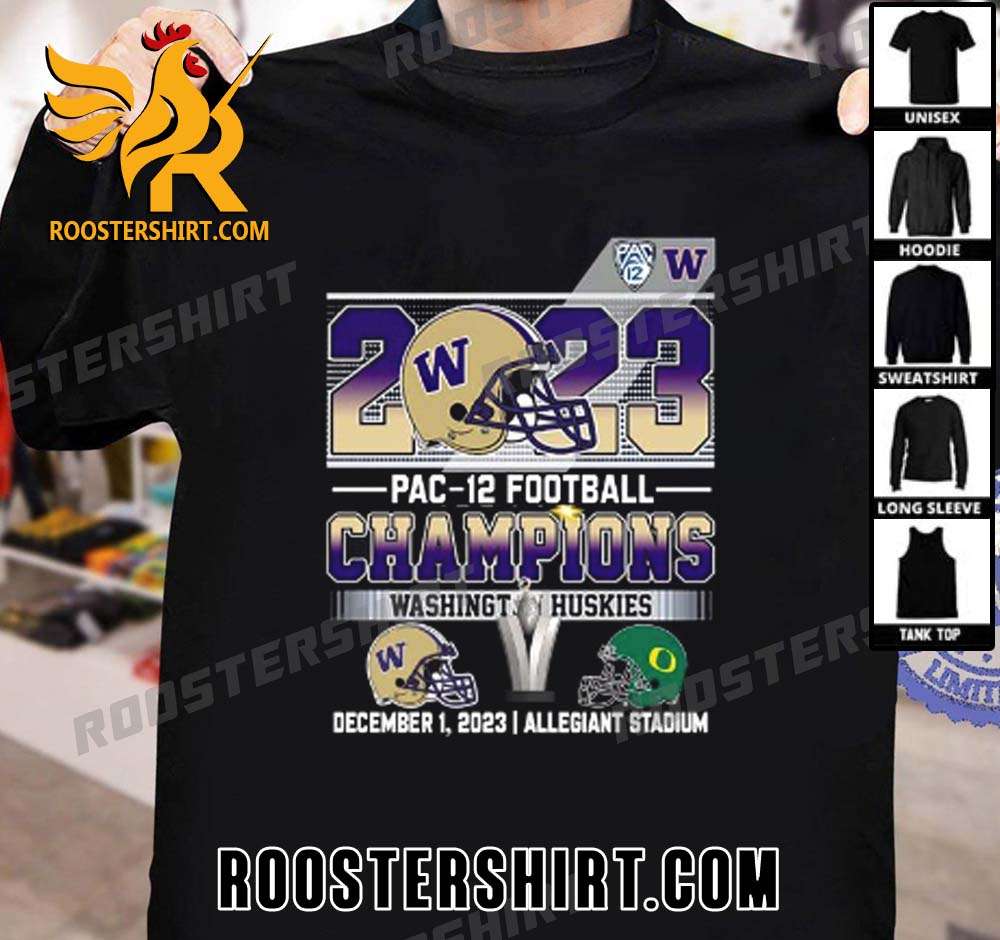 New Design Washington Huskies 2023 PAC-12 Football Champions Unisex T-Shirt