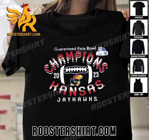Official Kansas Jayhawks Champs Guaranteed Rate Bowl Champions 2023 T-Shirt Gift For True Fans