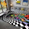 Premium 3D Abstract Colorful Butterfly Swirl Pattern Rug Home Decor
