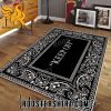 Premium Black and White Color Floral KEEP OFF Rug Cool Living Room