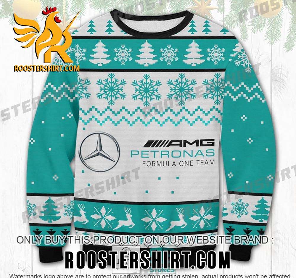 Premium Mercedes Benz AMG Petronas Formula One Team Ugly Christmas Sweater Gift For F1 Fans
