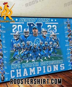 Quality 2023 NFC North Division Champions Detroit Lions Team Roster Poster Canvas