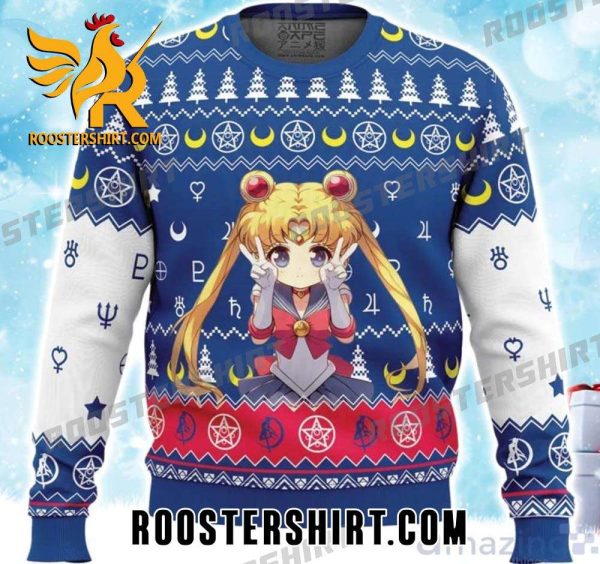 Quality Chibi Usagi Tsukino Sailor Moon Ugly Christmas Sweater Gift For Anime Fans