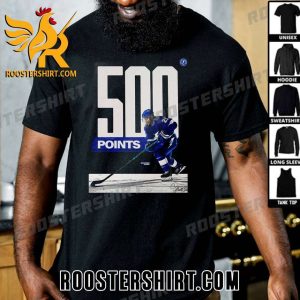 Quality Congratulations Pointer Tampa Bay Lightning Player Brayden Point 500 NHL Points In Career T-Shirt