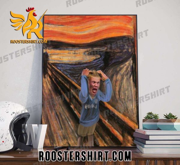 Quality Erling Haaland Scream WTF Rage After Referee Decision On Manchester City Vs Tottenham Funny Meme Poster Canvas