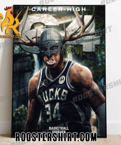 Quality Giannis Antetokounmpo Drops A Career High 64 Points 14 Rebound And 4 Steal As The Bucks Take Down The Pacers Poster Canvas