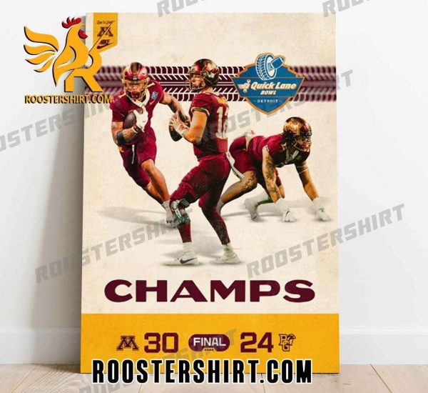 Quality Minnesota Golden Gophers Football Win The 2023 Quick Lane Bowl Champions NCAA Football Poster Canvas