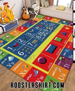 Quality Play Rug Learning Carpet with ABC Alphabet Numbers Shapes Animals Colors