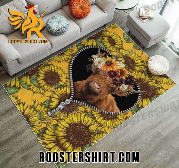 Quality Yak Animal Sunflower Zipper Rug Carpet Home Decor