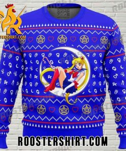 Sailor Moon Anime Ugly Christmas Sweater Blue Color