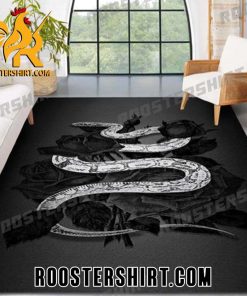 Snake Rose Black Area Rug Carpet Home Decor