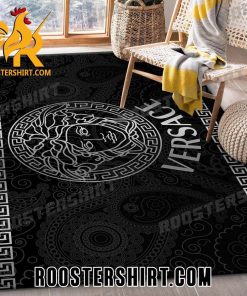Versace Logo Silver Area Rug For Living Room