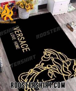 Versace Love Home Rug Carpet Black And Gold Background