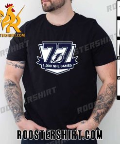 Victor Hedman 77 Tampa Bay Lightning 1000 NHL Games Logo New T-Shirt
