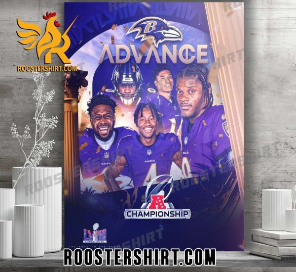 Coming Soon Baltimore Ravens Advance AFC Championship Game 2024 Poster Canvas