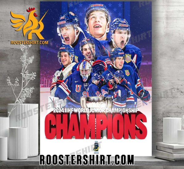 Congrats USA Hockey Team Champs 2024 IIHF World Junior Championship Poster Canvas