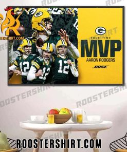 Four Time MVP Aaron Rodgers Green Bay Packers Poster Canvas For True Fans