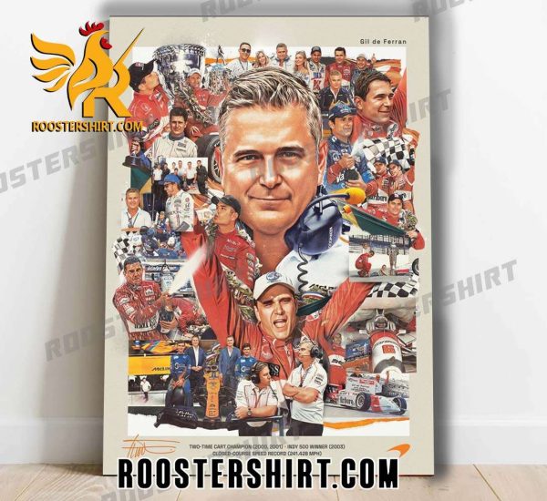 Gil De Ferran Signature Two Time Cart Champions 2000-2001 and Indy 500 WInner 2003 Closed Course Speed Record 241428 MPH Poster Canvas