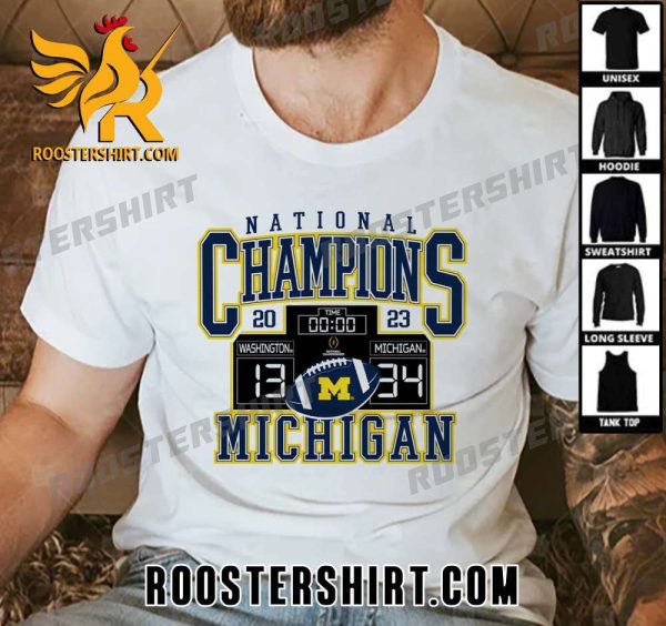 Limited Edition Michigan Wolverines 2023 National Champions Scoreboard T-Shirt