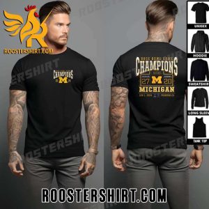 Limited Edition Michigan Wolverines Playoff 2024 Rose Bowl Champions Score T-Shirt Print Front And Back