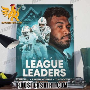 Miami League Leaders Tyreek Hill And Raheem Mostert And Tua Tagovailoa Poster Canvas