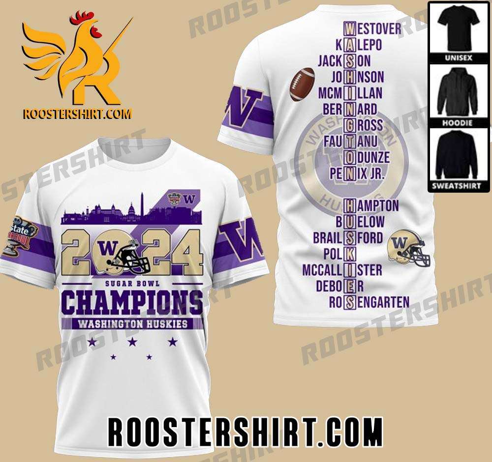 New Design 2024 Washington Huskies Champions T-Shirt