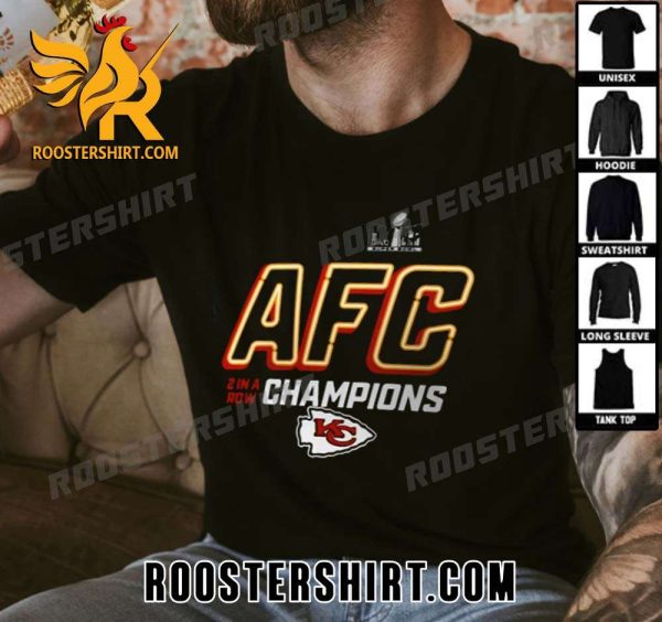 New Design Kansas City Chiefs AFC 2 In A Row Champions 2024 Super Bowl LVIII T-Shirt