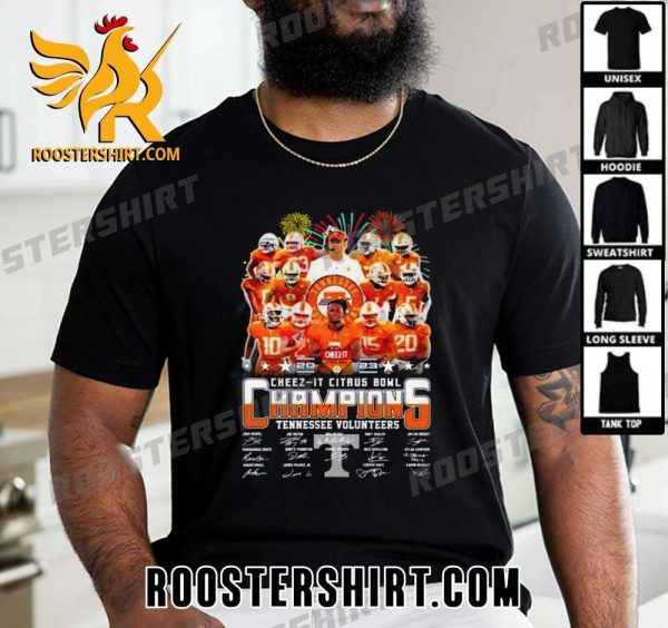 New Design Tennessee Volunteers 2023 Cheez It Citrus Bowl Champions Signatures T-Shirt