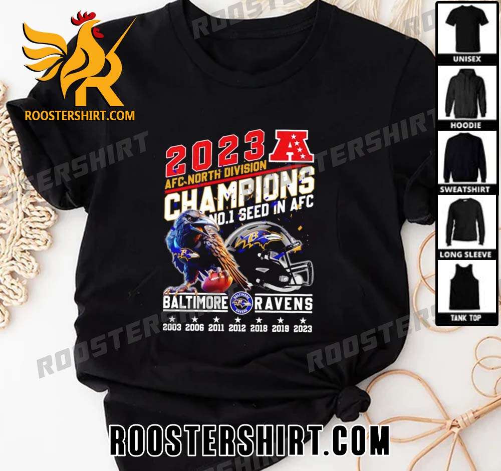 Premium Baltimore Ravens 2023 AFC North Division Champions No. 1 Seed In AFC Unisex T-Shirt