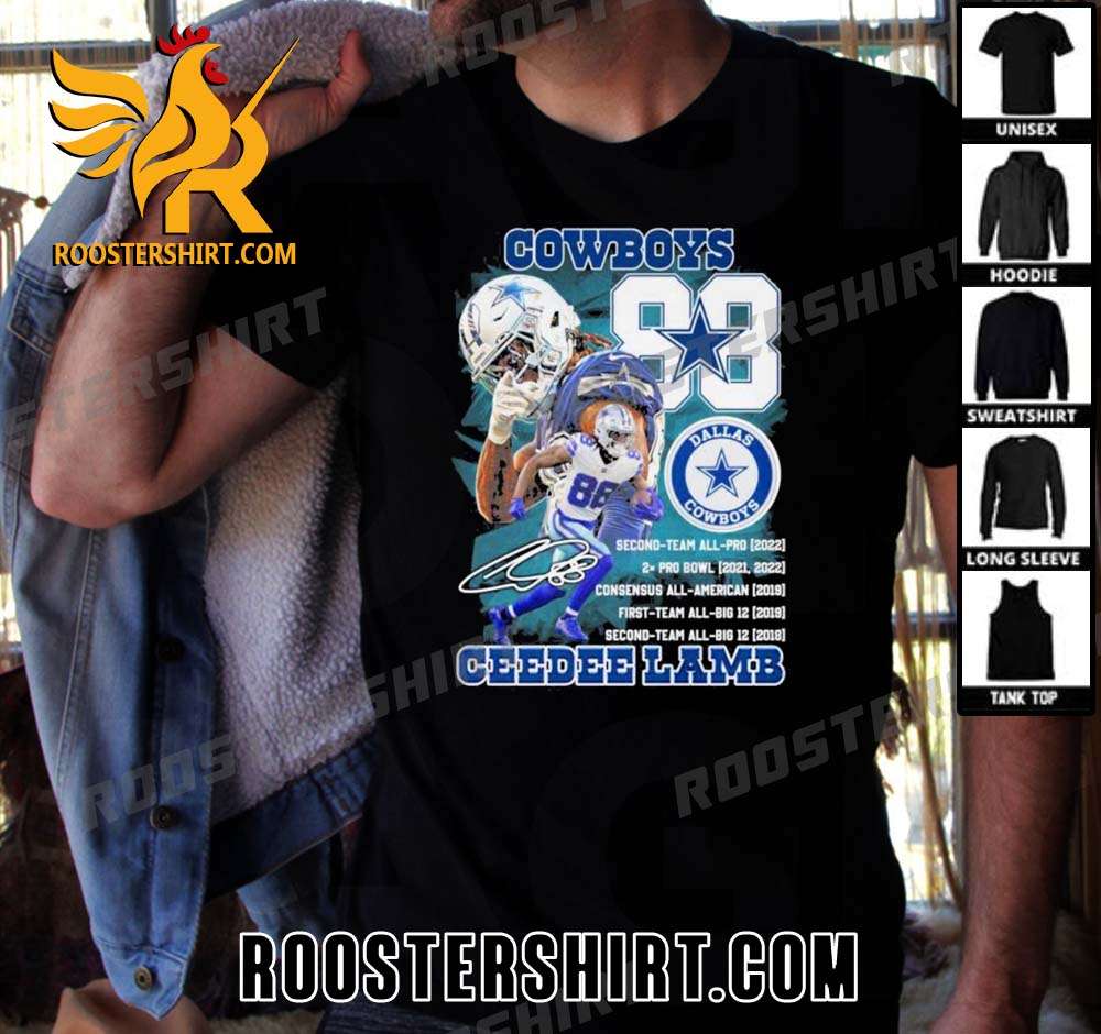 Premium Dallas Cowboys 88 Ceedee Lamb Career Highlights And Awards Signatures Unisex T-Shirt