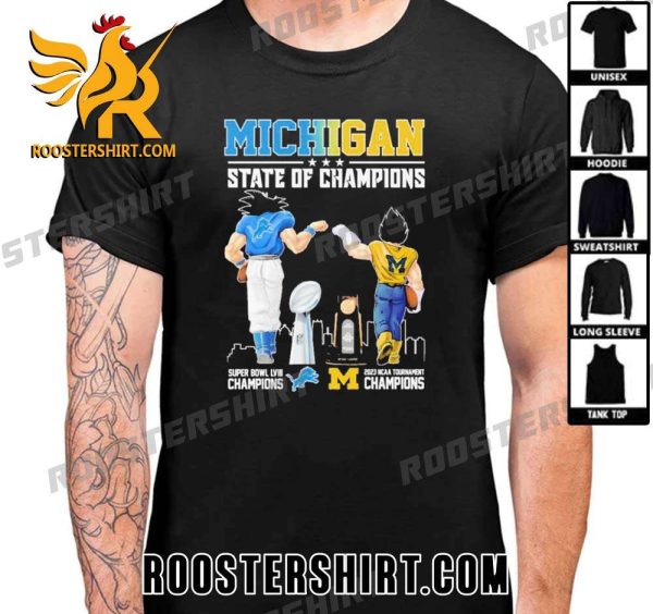 Premium Son Goku And Vegeta Michigan State Of Champions 2023 NCAA Tournament And Super Bowl Champions Unisex T-Shirt