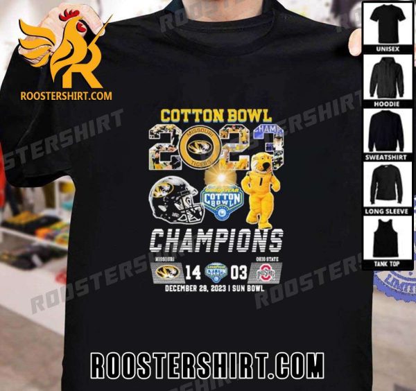 Quality 2023 Cotton Bowl Missouri Tigers Champions December 29 Unisex T-Shirt