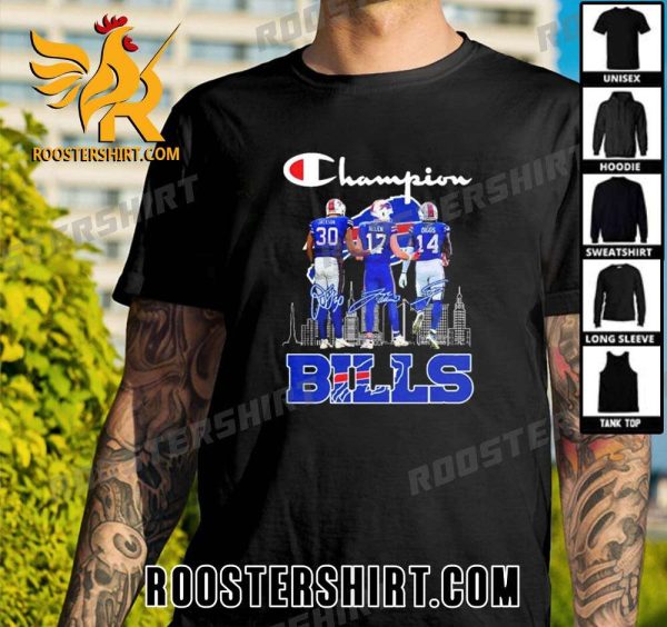 Quality Champion Josh Allen Dane Jackson And Stefon Diggs Buffalo Bills Signatures Unisex T-Shirt