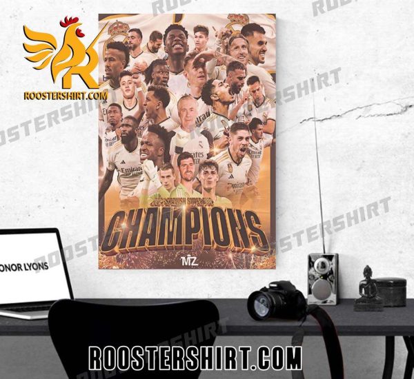 Quality Congratulations Real Madrid With The 2024 Spanish Super Cup Champions Poster Canvas