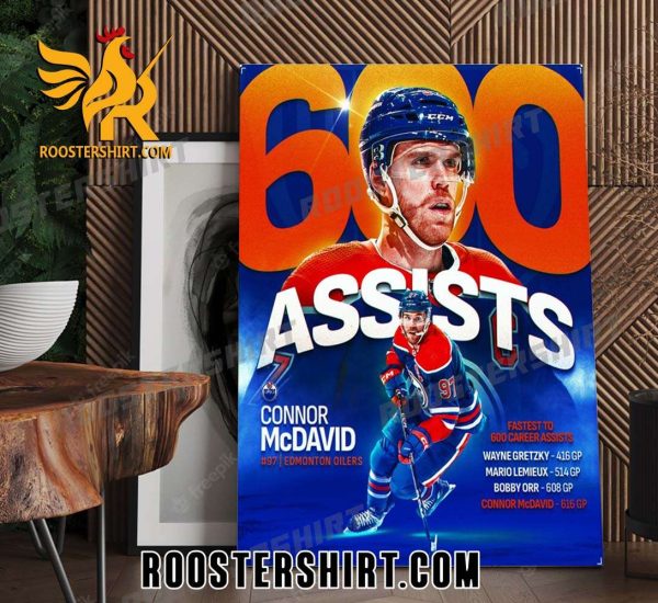 Congratulations Connor McDavid reaches the 600-assist milestone in just 616 games played Poster Canvas