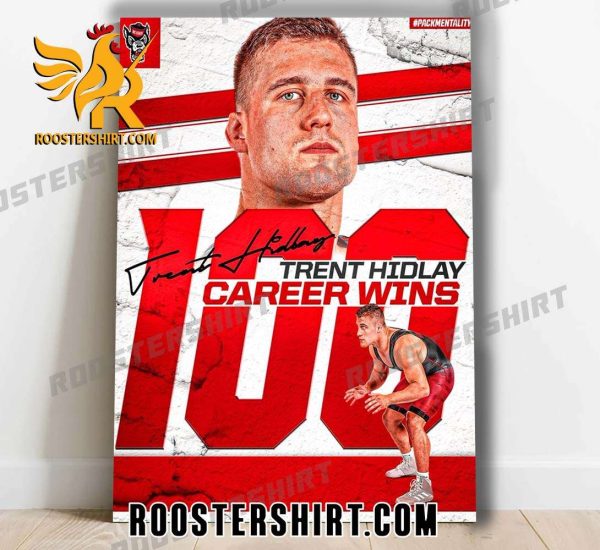 Congratulations Trent Hidlay 100th Career Wins Signature NC State Wrestling Poster Canvas