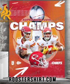 Patrick Mahomes And Travis Kelce Kansas City Chiefs Champs Super Bowl LVIII Champions Poster Canvas