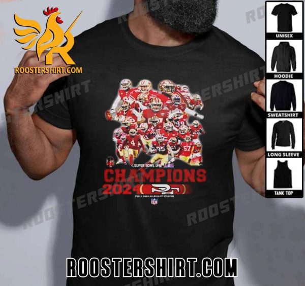 Premium San Francisco 49ers Team Members Fan Gifts Merchandise Super Bowl LVIII Season 2023-2024 Champions Unisex T-Shirt