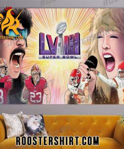 Quality Super Bowl LVIII Dr Disrespect Vs Taylor Swift And 49ers Vs Chiefs Fan Gifts Poster Canvas
