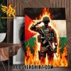 Warrior self-immolated on Fire Free Palestine Poster Canvas